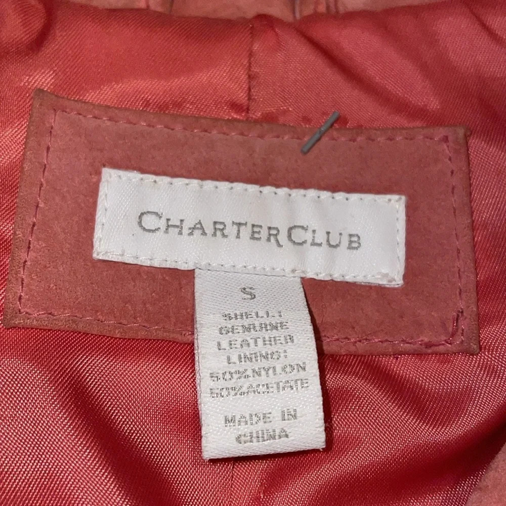 Charter Club Leather Jacket in a classic Jean Jacket Style!!! Size small. - Picture 2 of 7